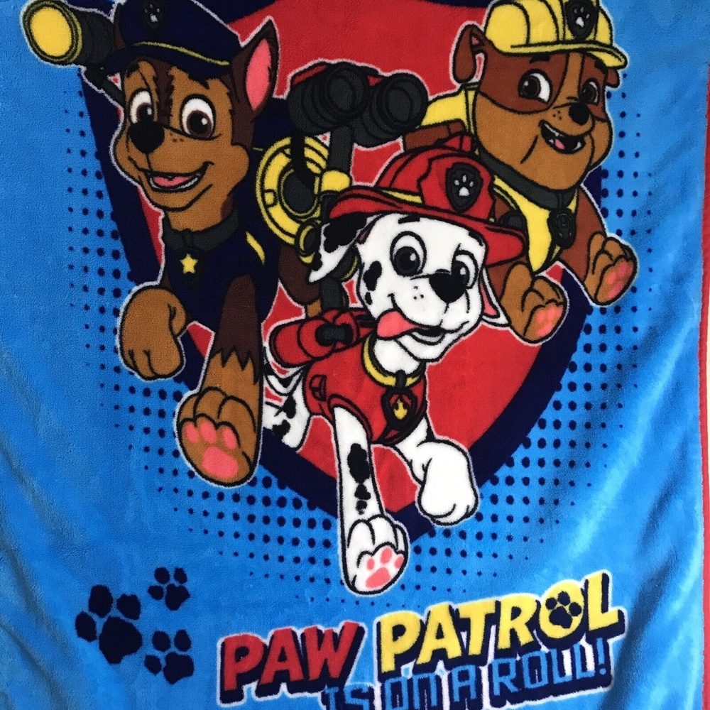Nickelodeon Paw Patrol Kids Fleece Blanket Chase,Marshall & Rubble 42"x 29" - Picture 5 of 7